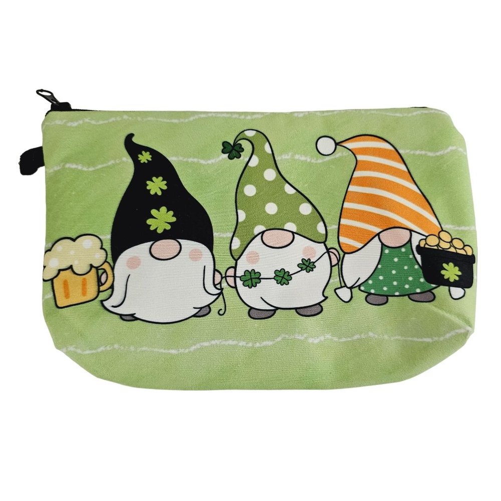 Gnome Pouch‎ St. Patrick's Day Makeup Cosmetic Jewelry Zip Top Padded